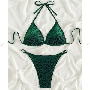 Green Leopard Print Bikini Set